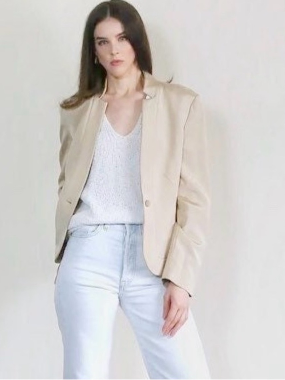 Vintage 90s Louis Feraud Cream Blazer Jacket